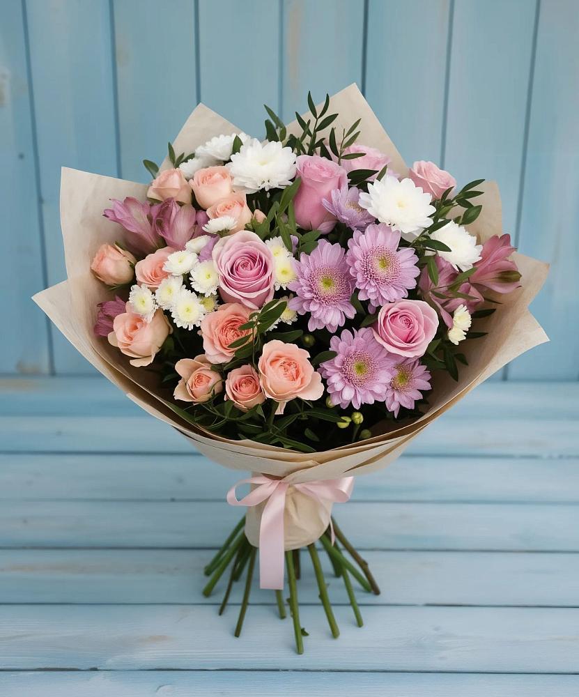 Букет цветов из: Хризантемы, Розы и Альстромерии в Светлом Яре