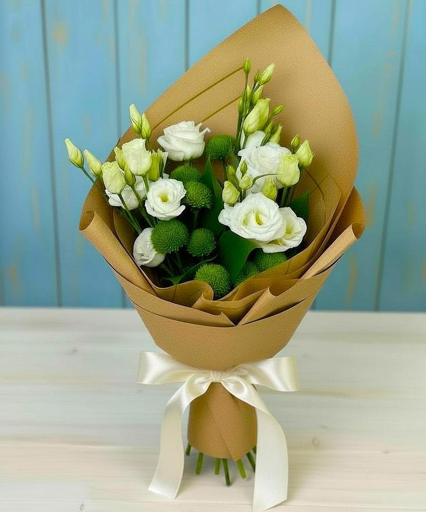 Букет цветов из: Хризантемы и Лизиантусы в Светлом Яре