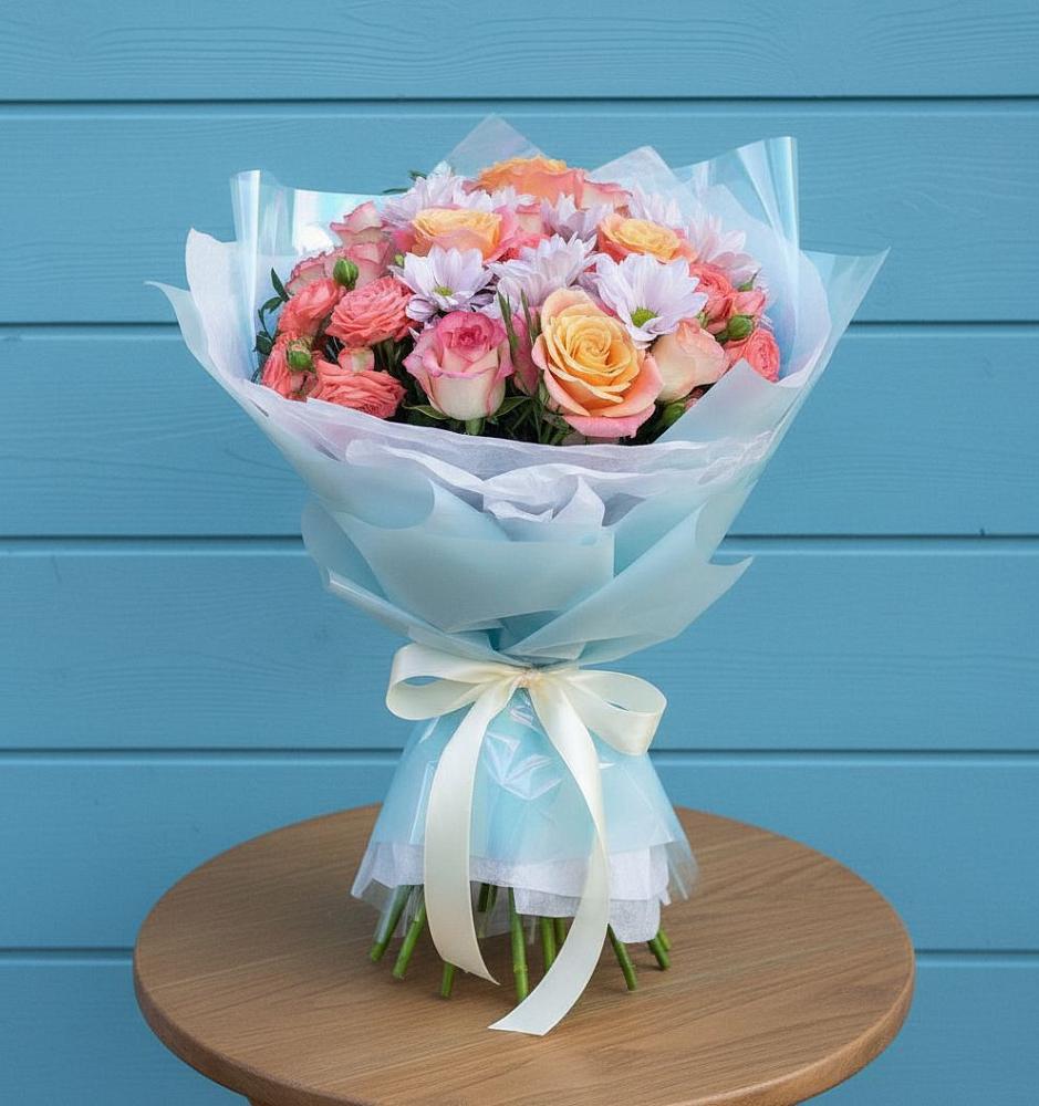 Букет цветов из: Хризантемы и Розы в Светлом Яре