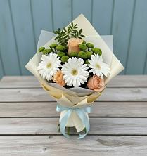Букет цветов из:  Герберы, Розы и Хризантемы в Светлом Яре