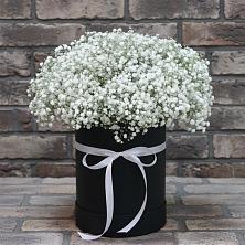 Цветочная композиция из Гипсофила в шляпной коробке в Светлом Яре