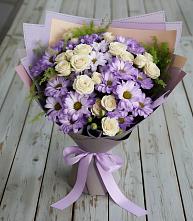 Букет цветов из:  Хризантемы и Розы #REPLACE_PRED# Светлом Яре